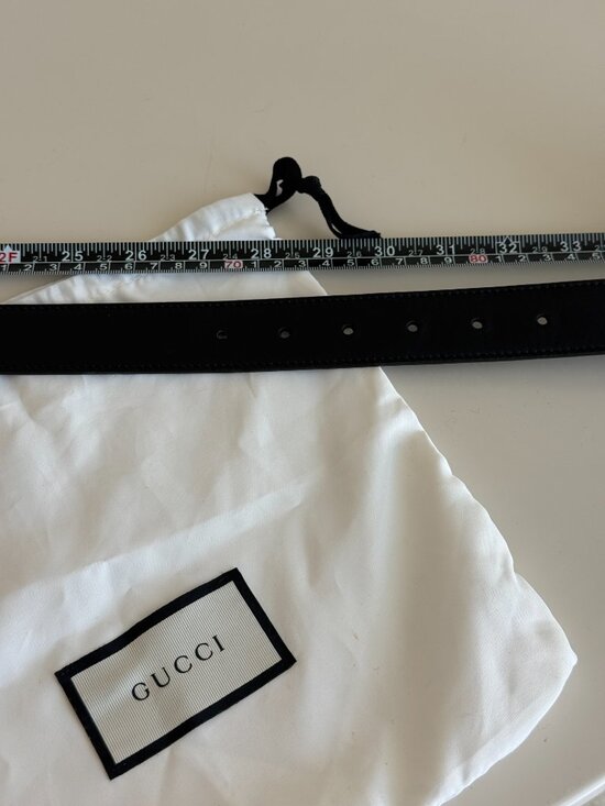 Gucci GG Marmont Double G Black Leather Belt Antique Gold Buckle Unisex main image 5